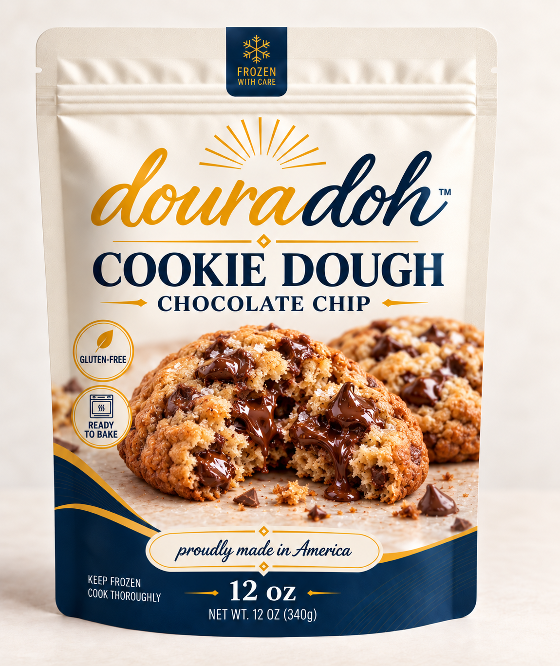 Douradoh Cookie Dough Chocolate Chip 12 oz retail pouch